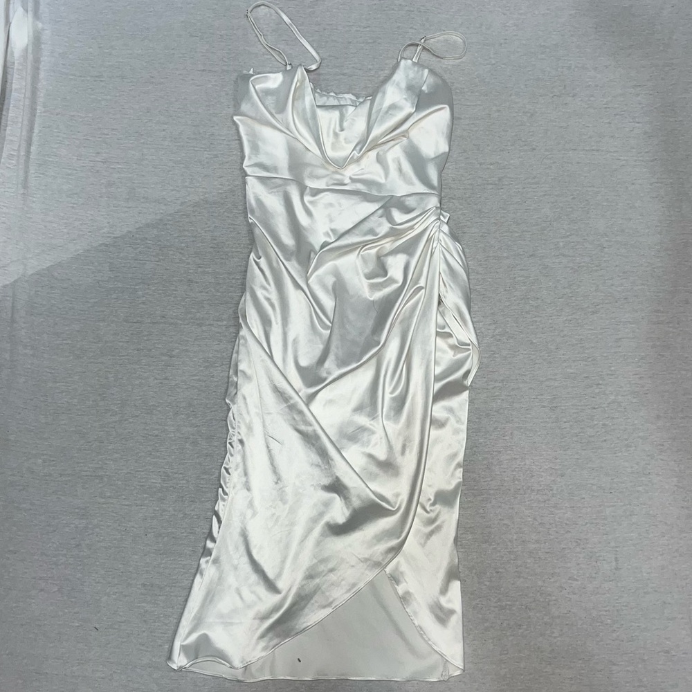 Satin White Flowy Dress